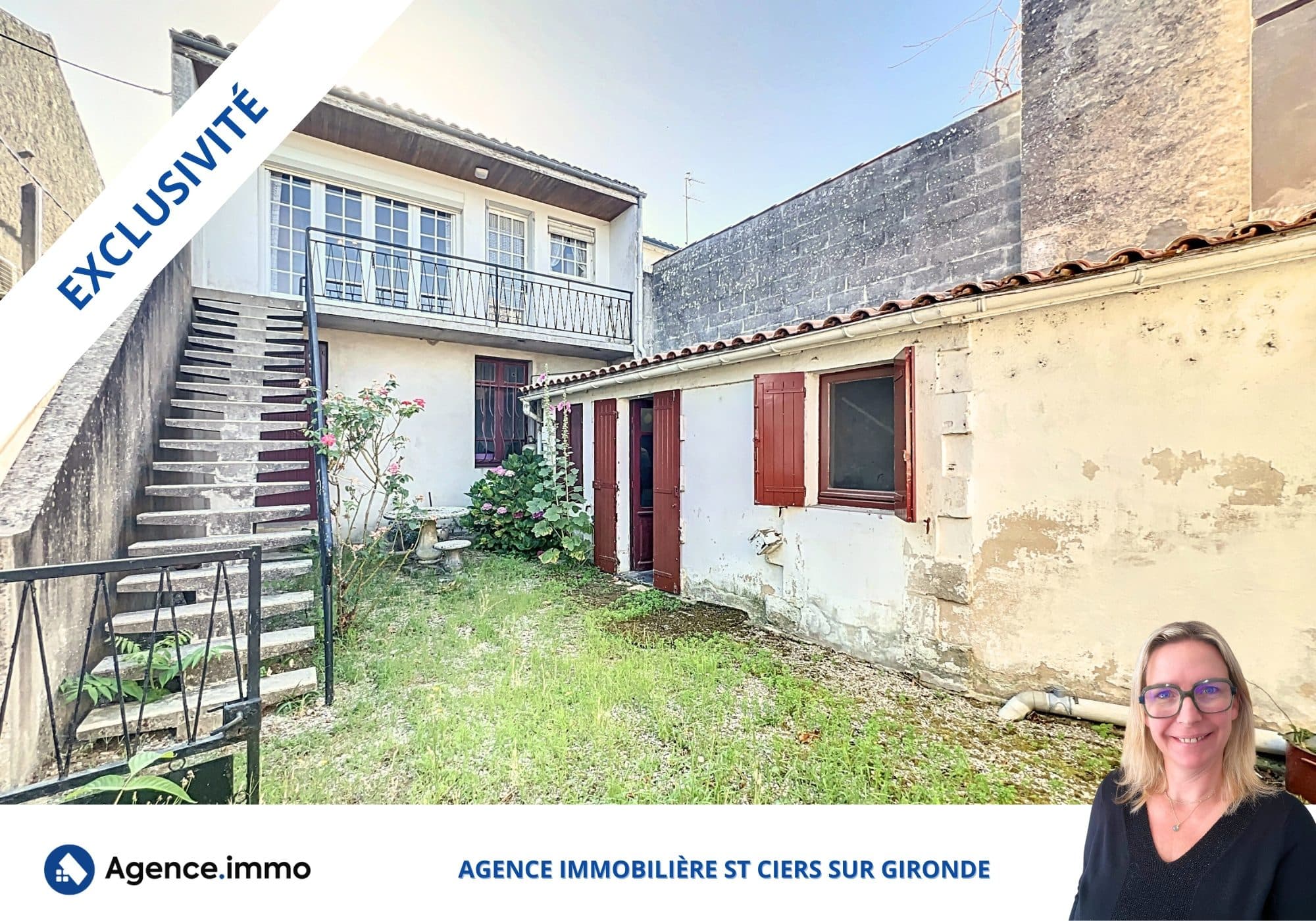 Maison avec un local pro loué et garages
