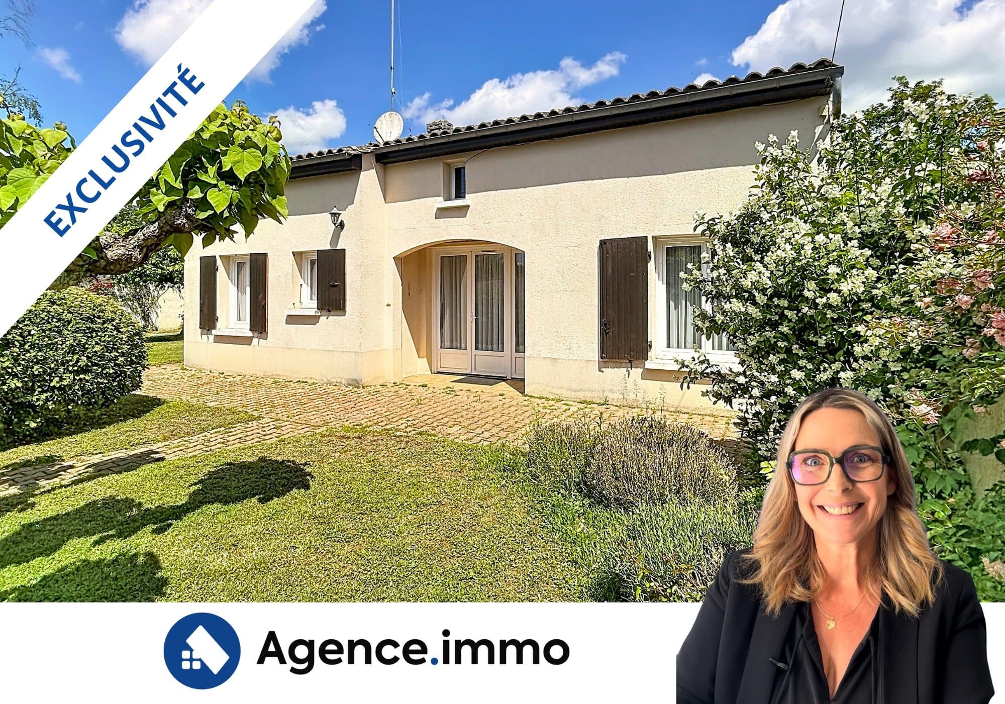Plain-pied 3 chambres avec grand terrain